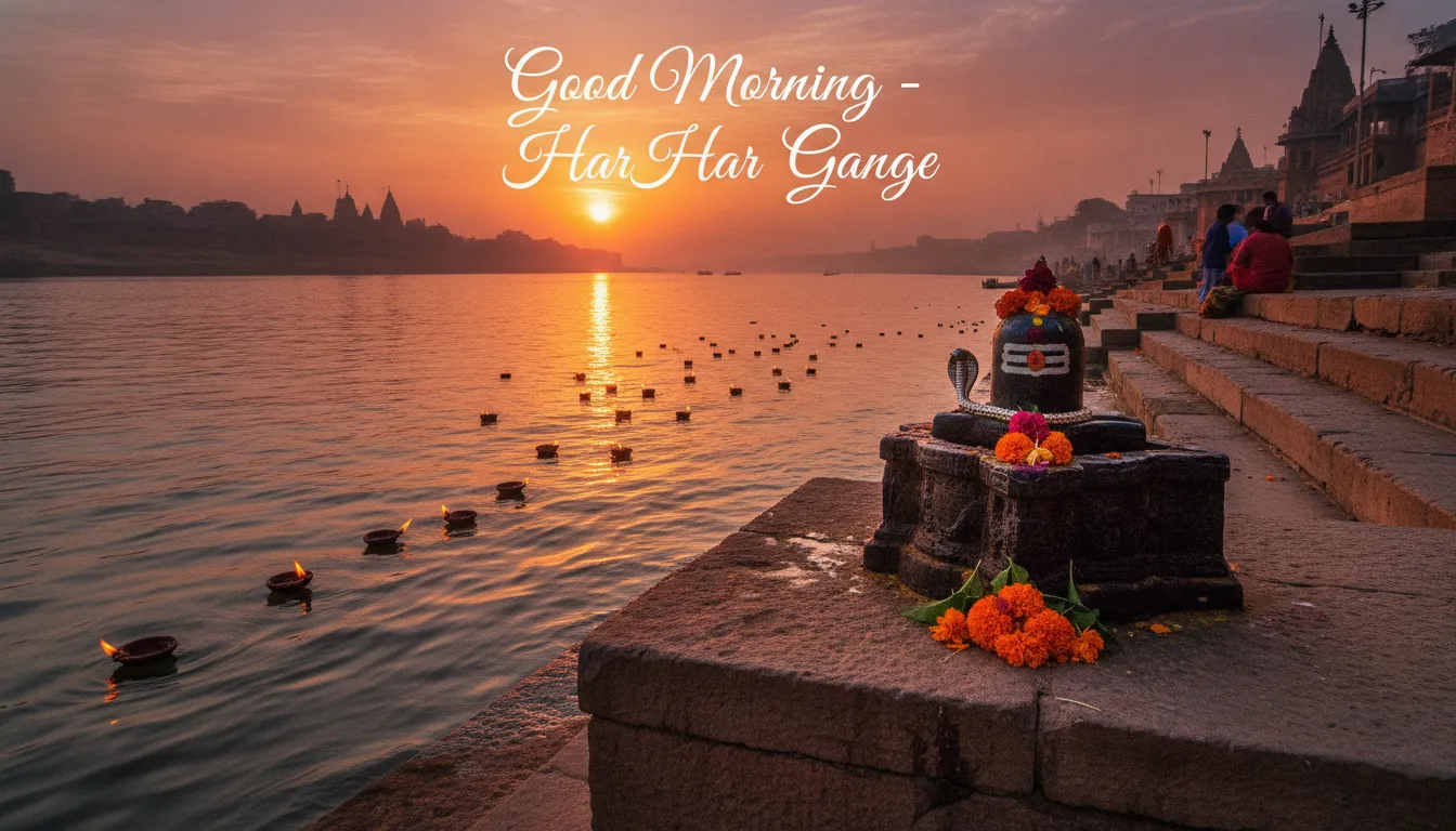 A beautiful Shivling on the banks of the holy river Ganga during morning Ganga Aarti time.