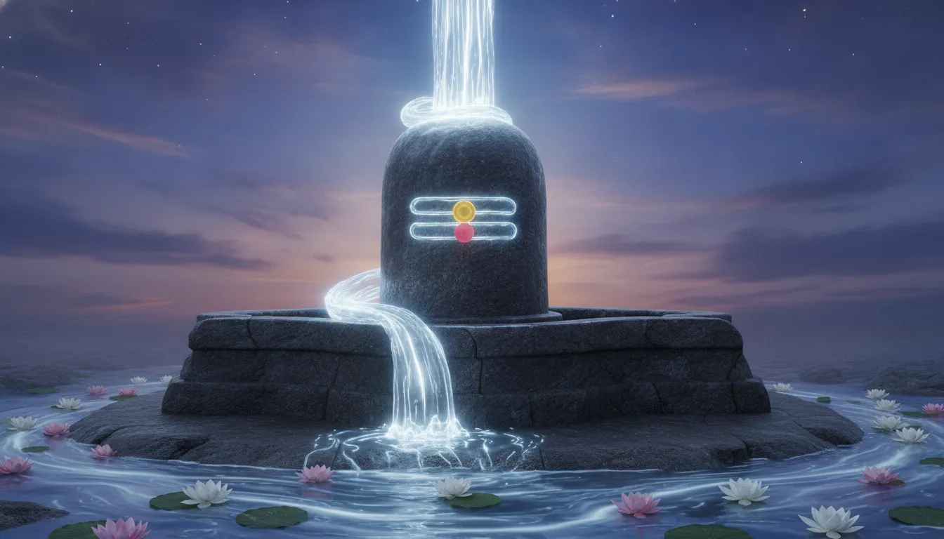 Holy river Ganga flowing over a majestic shivling image in hd
