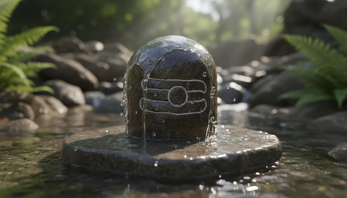 Close up high definition image of Lord Shivling in water Bahubali style with sharp details.