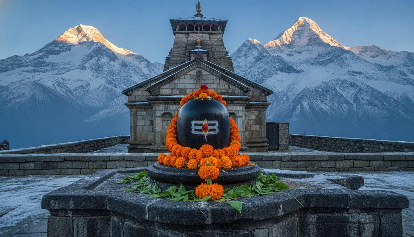 Lord Shiva Shivling in front of Himalayan Kedarnath temple in HD