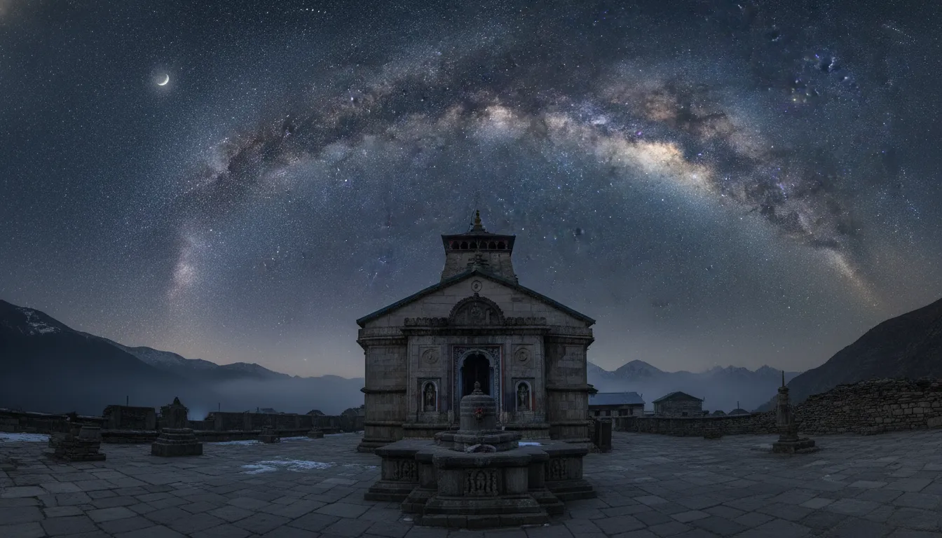 Kedarnath shivling hd images under a spectacular starry night sky with the Milky Way galaxy.