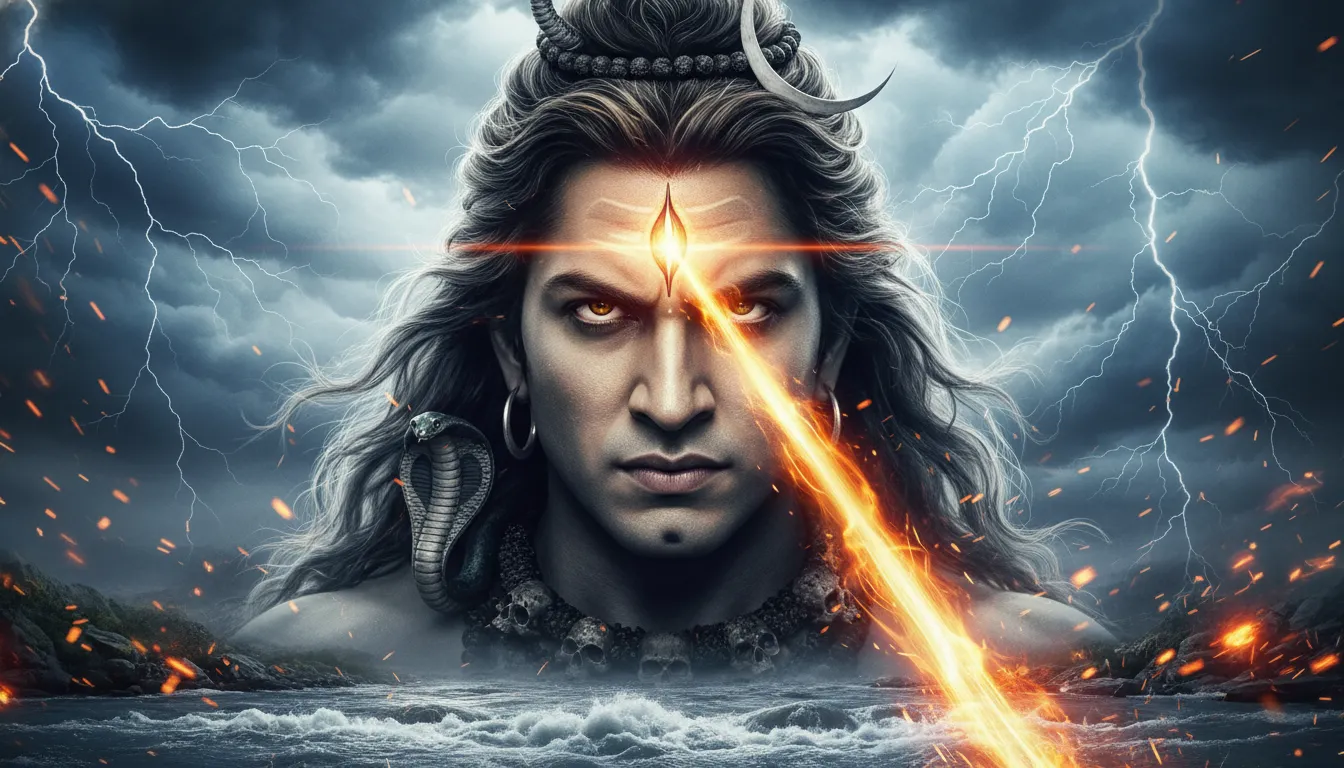 Cinematic angry Rudra form 1080p shiva hd wallpaper download with third eye open