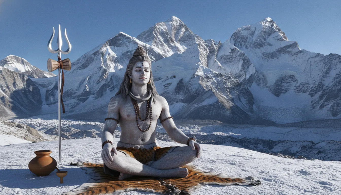 Realistic har har mahadev photo full hd of Shiva as a Himalayan yogi.