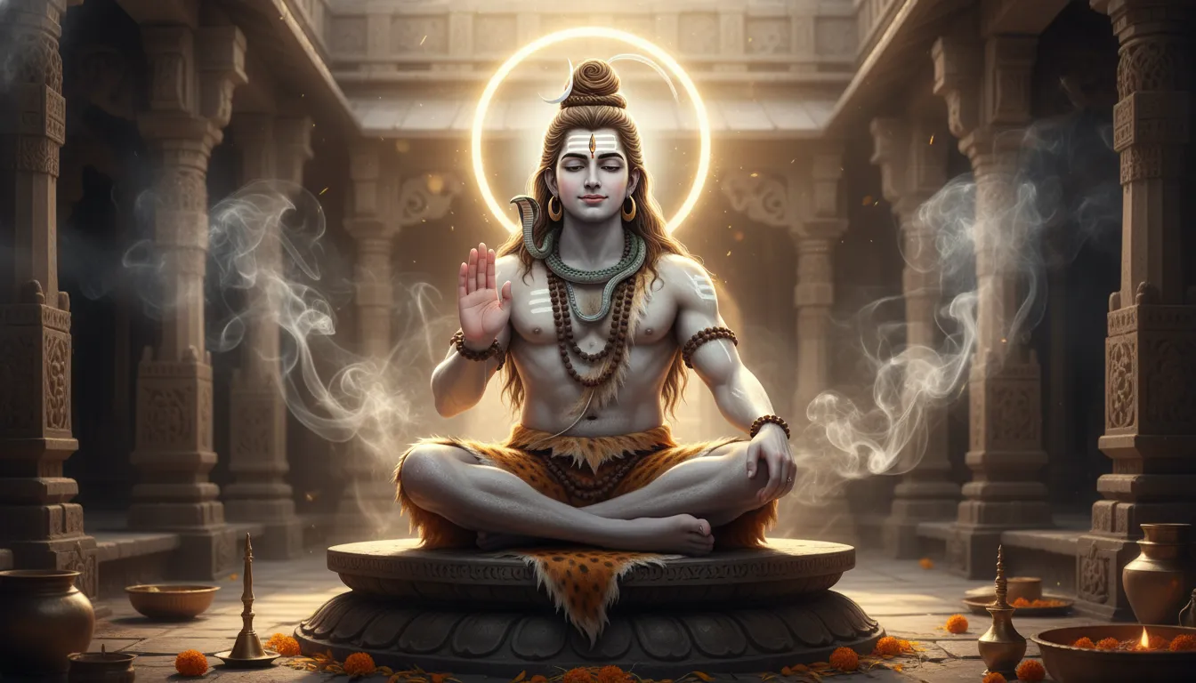 Har Har Mahadev HD photos DSLR showing Lord Shiva raising his hand in blessing mudra.
