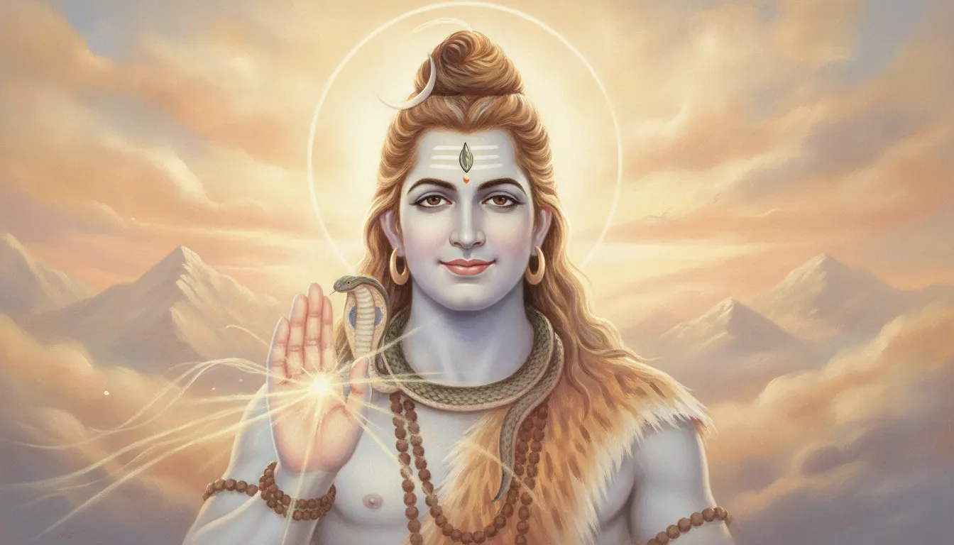 Har har mahadev hd photo of Lord Shiva giving blessings with a gentle smile.