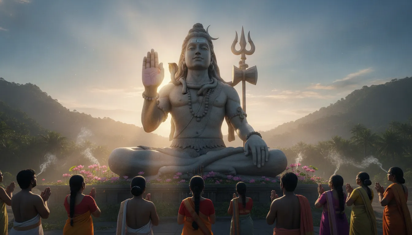 Har har mahadev photo good morning shiva blessing hand abhaya mudra