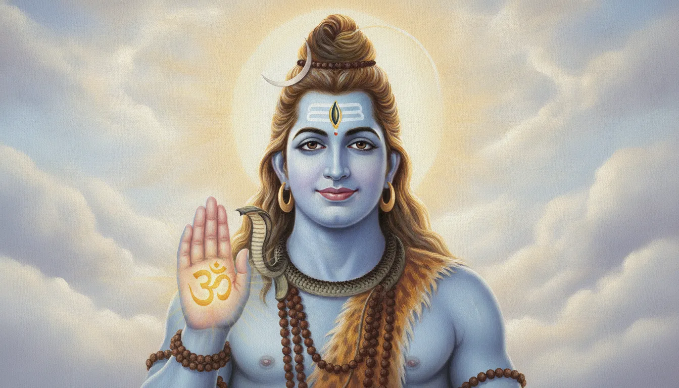 Lord Shiva giving blessings with a calm face expression wallpaper