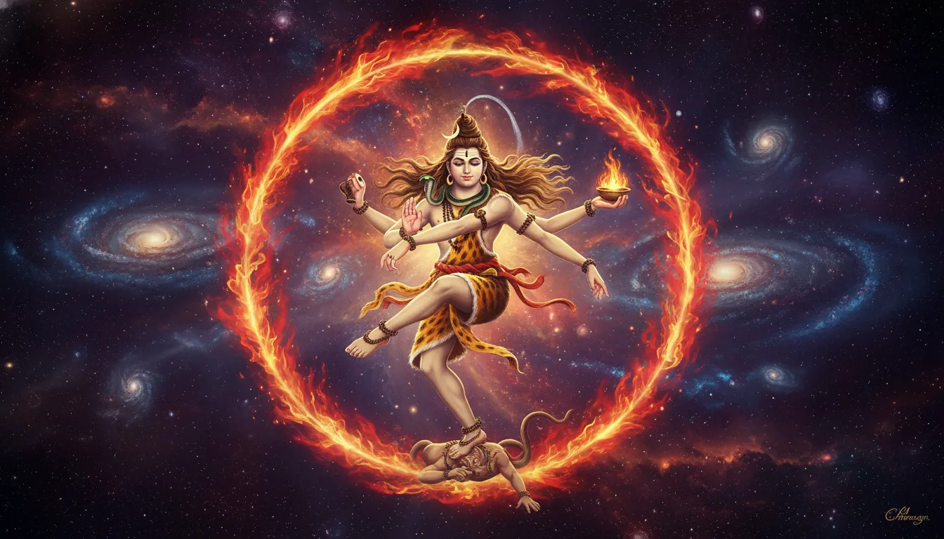 Lord Shiva performing Nataraja Tandava dance wallpaper in high definition.