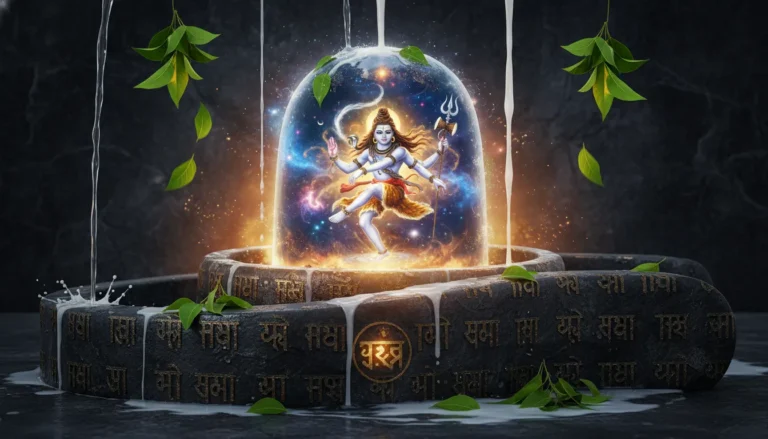A detailed image of lord shiva in shivling art performing cosmic tandava dance.