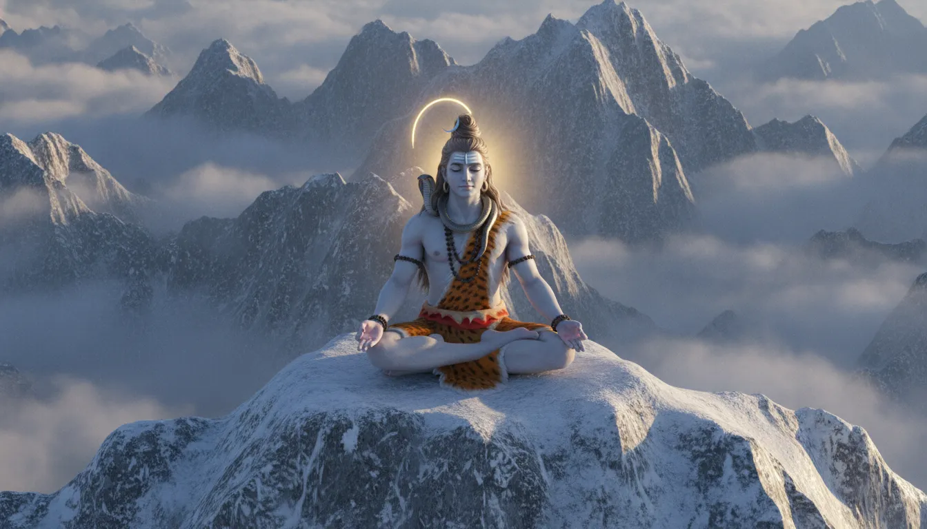 Lord Shiva sitting on Mount Kailash har har mahadev 3d photo hd.