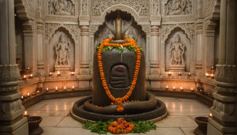 Gola Gokarn Nath Shivling image showing the sacred stone lingam with Ravana thumb print impression