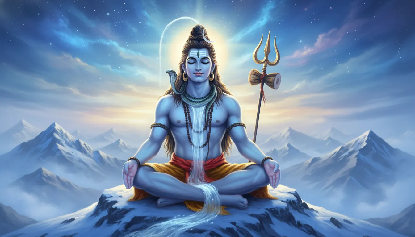 Har Har Mahadev HD photo free download of Lord Shiva meditating on Mount Kailash.