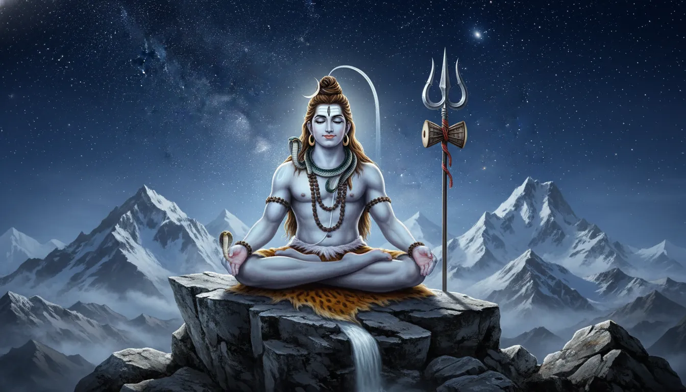 Har Har Mahadev photo HD free download of Lord Shiva meditating on Mount Kailash.