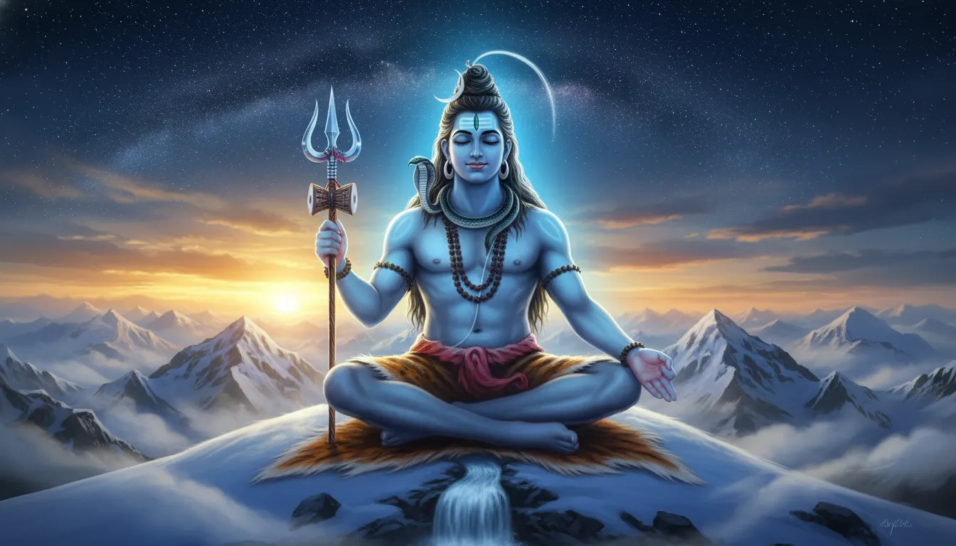Har har mahadev photo hd new of Lord Shiva meditating on Mount Kailash.