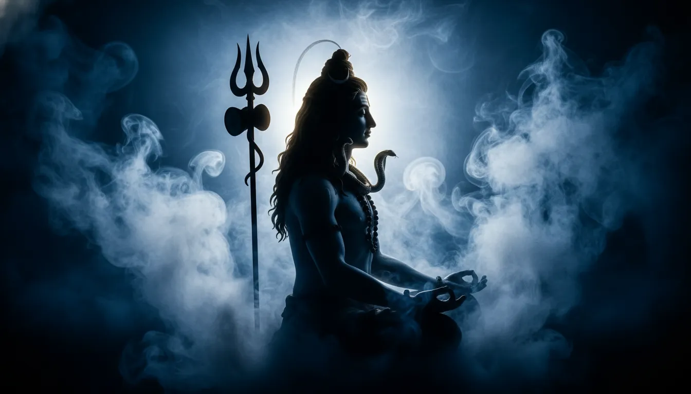 Mystical smoky silhouette Har Har Mahadev photo HD free download.