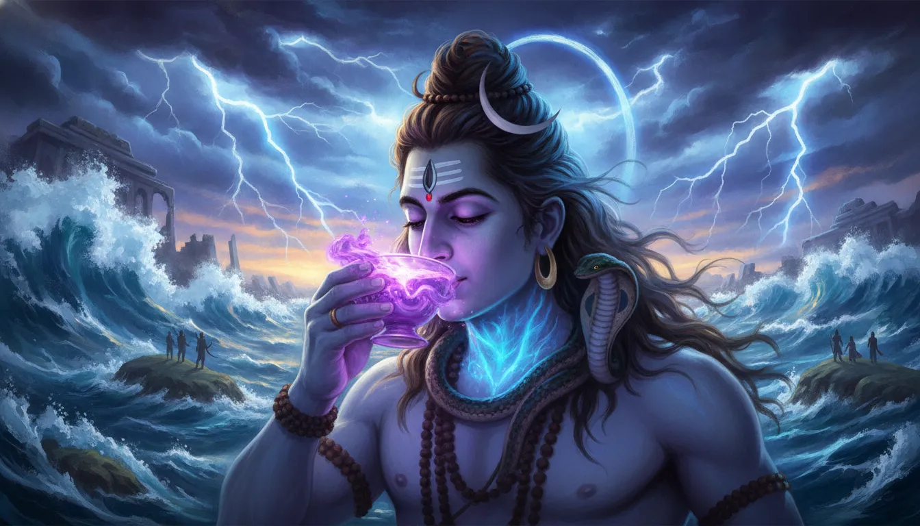 Lord Shiva drinking halahala poison neelkanth avatar wallpaper