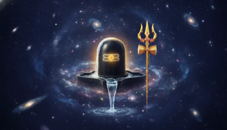 Lord Shiva Shivling HD image with cosmic universe background and stars