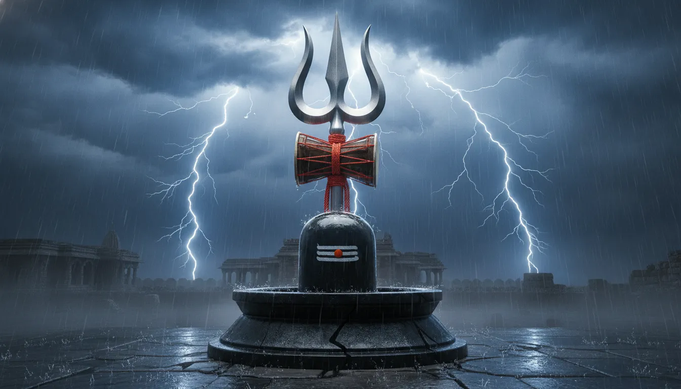 Powerful bhagwan shiv shivling images in 3d featuring a Trishul and Damru.