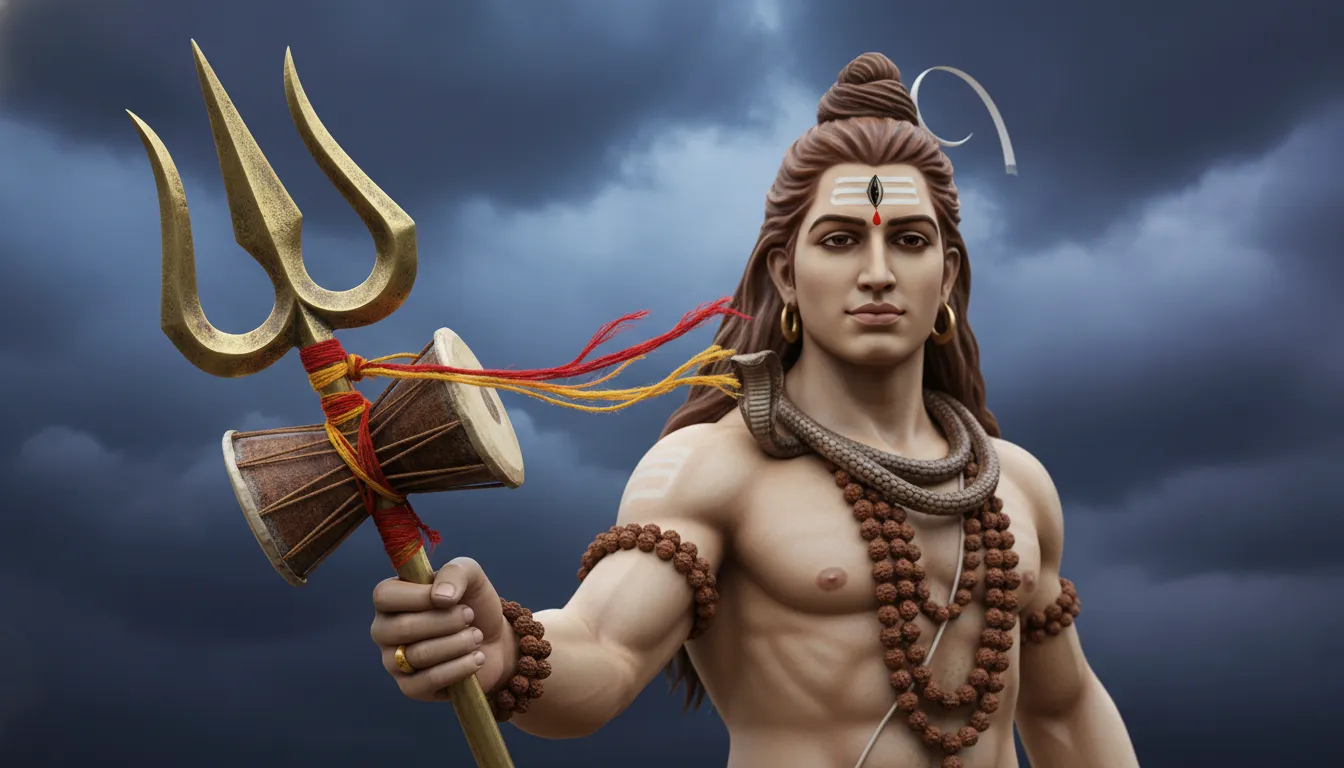 Har Har Mahadev HD photos DSLR focused on Lord Shiva holding his sacred Trident.