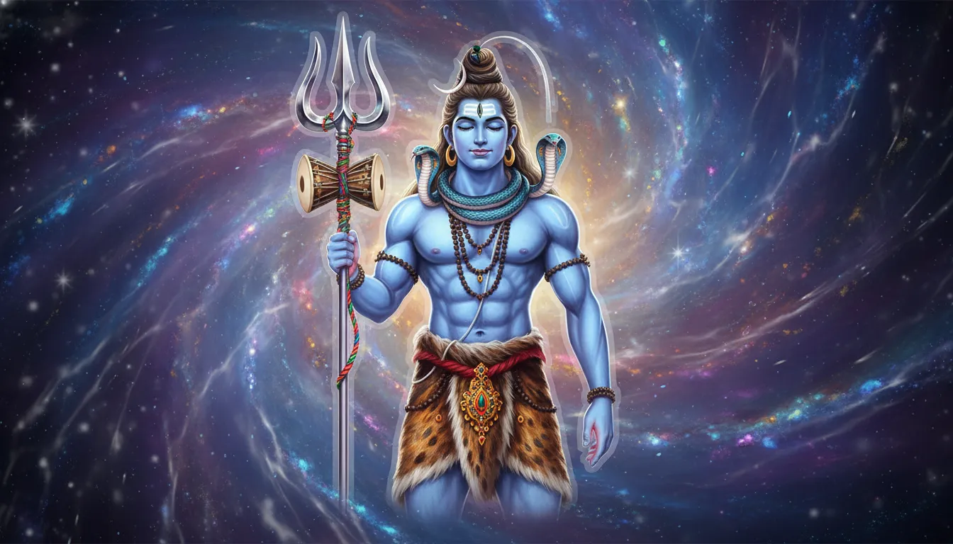 Full body Har Har Mahadev photo PNG holding Trishul and Damru