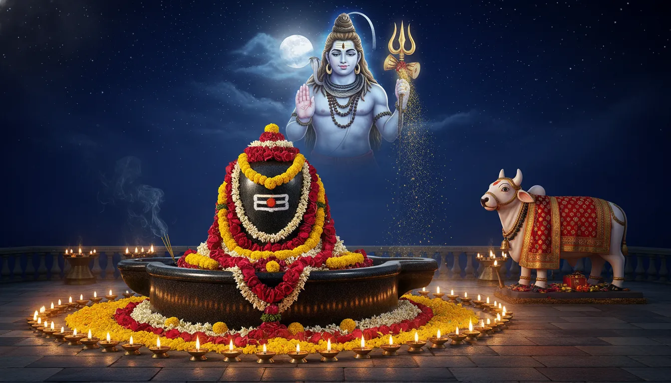 Festive 1080p bholenath nandi and shivling hd images decorated beautifully for Maha Shivratri festival.