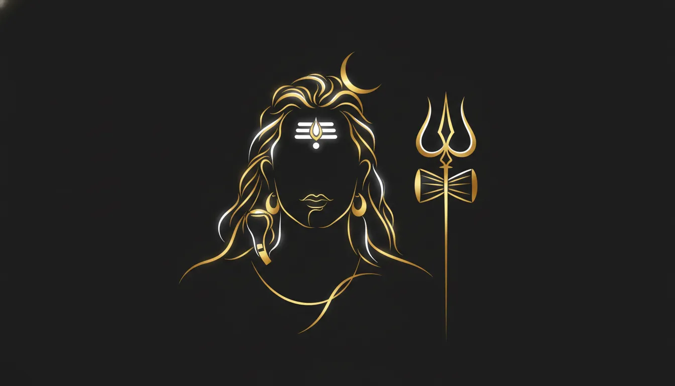 Minimalist 1080p mahadev photo hd designed in clean modern abstract vector line art with dark background.