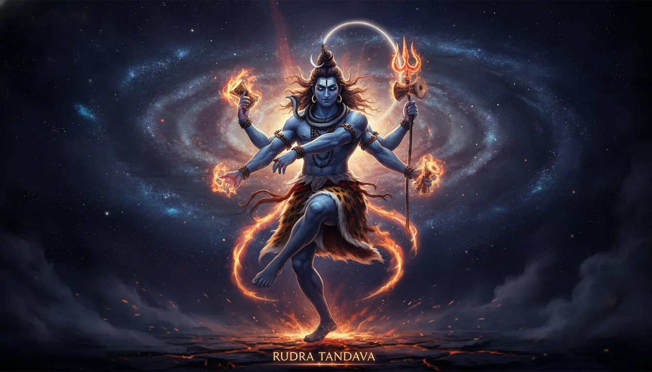 Har har mahadev hd photo of Lord Shiva performing the fierce Rudra Tandava dance.