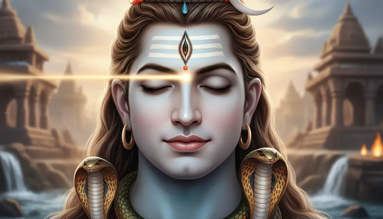 Close up har har mahadev photo hd new of Lord Shiva third eye.