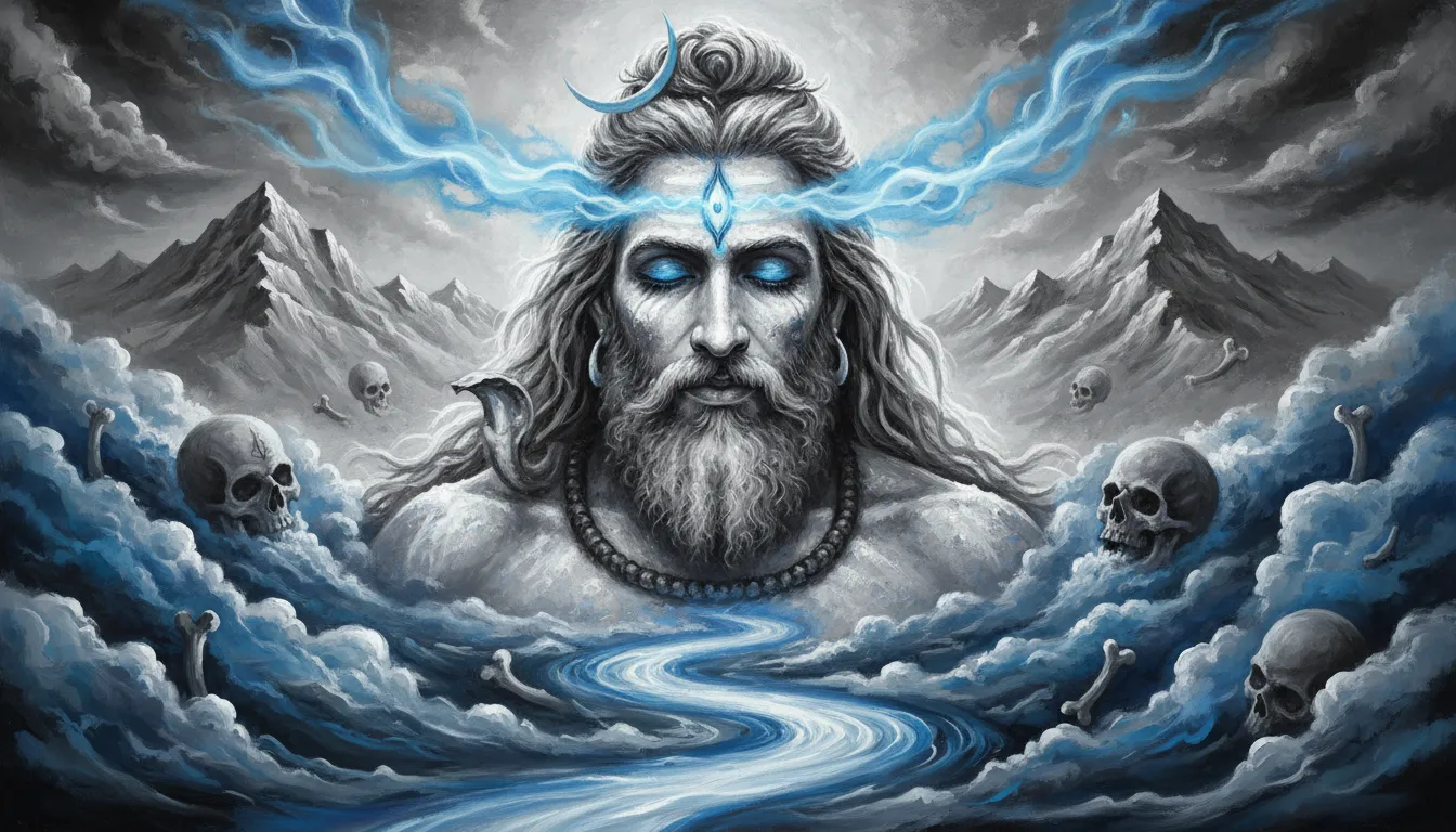 Mystical Har har mahadev cover photo showing a smoky abstract artistic visualization of Aghori Shiva.