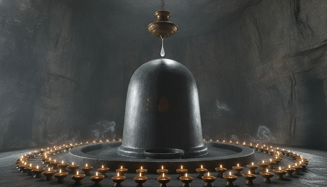 Ancient shiv temple shivling images highlighting a giant monolithic Shivling carved out of a single rock inside a historic temple.