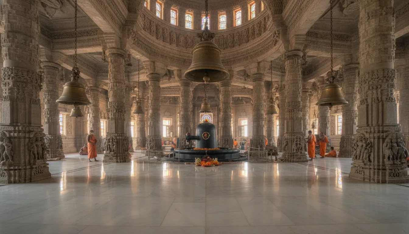 Grand architecture style Diler movie full hd shivling image with carved pillars.