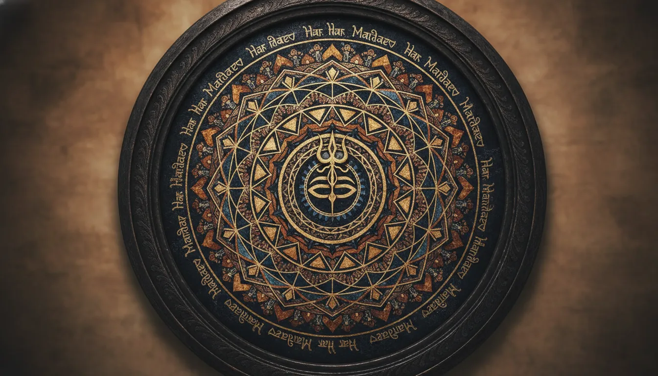 Sacred geometry mandala art har har mahadev photo frame for meditation
