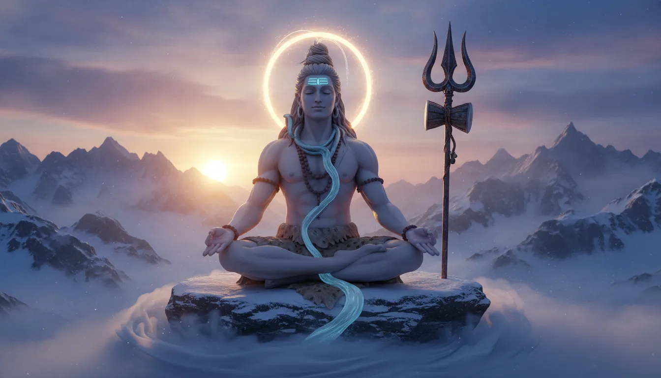 Har har mahadev photo 3d of Lord Shiva meditating in Himalayas
