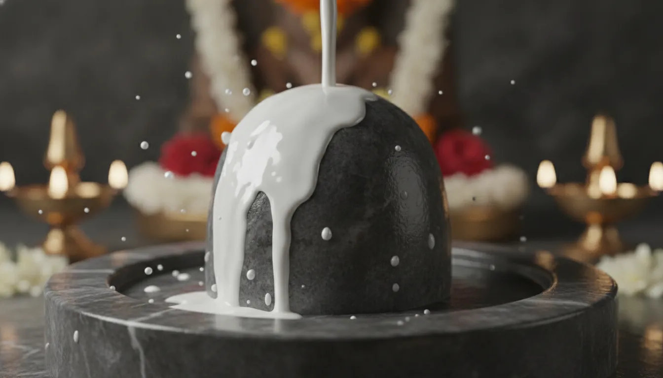 Spiritual ritual milk abhishekam bhagwan shiv shivling images in 3d.