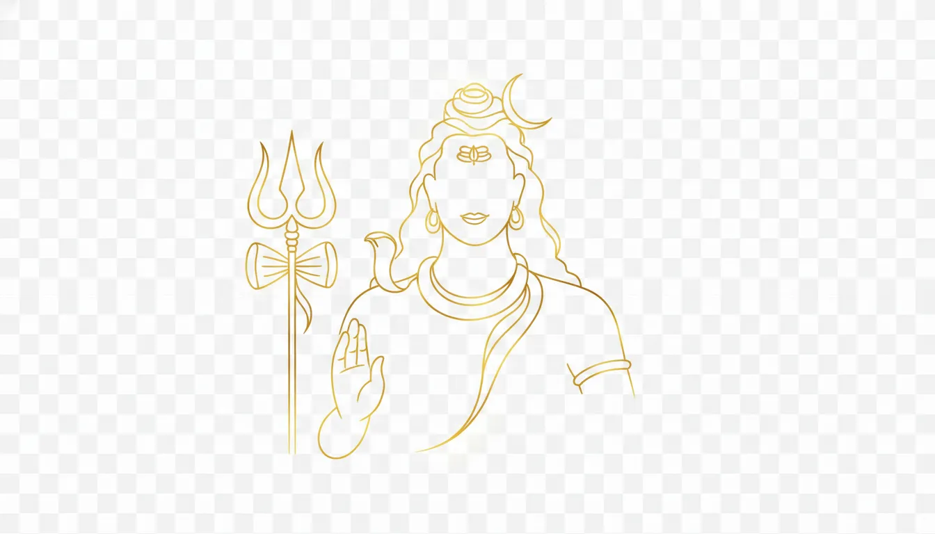Minimalist golden line art Har Har Mahadev photo PNG