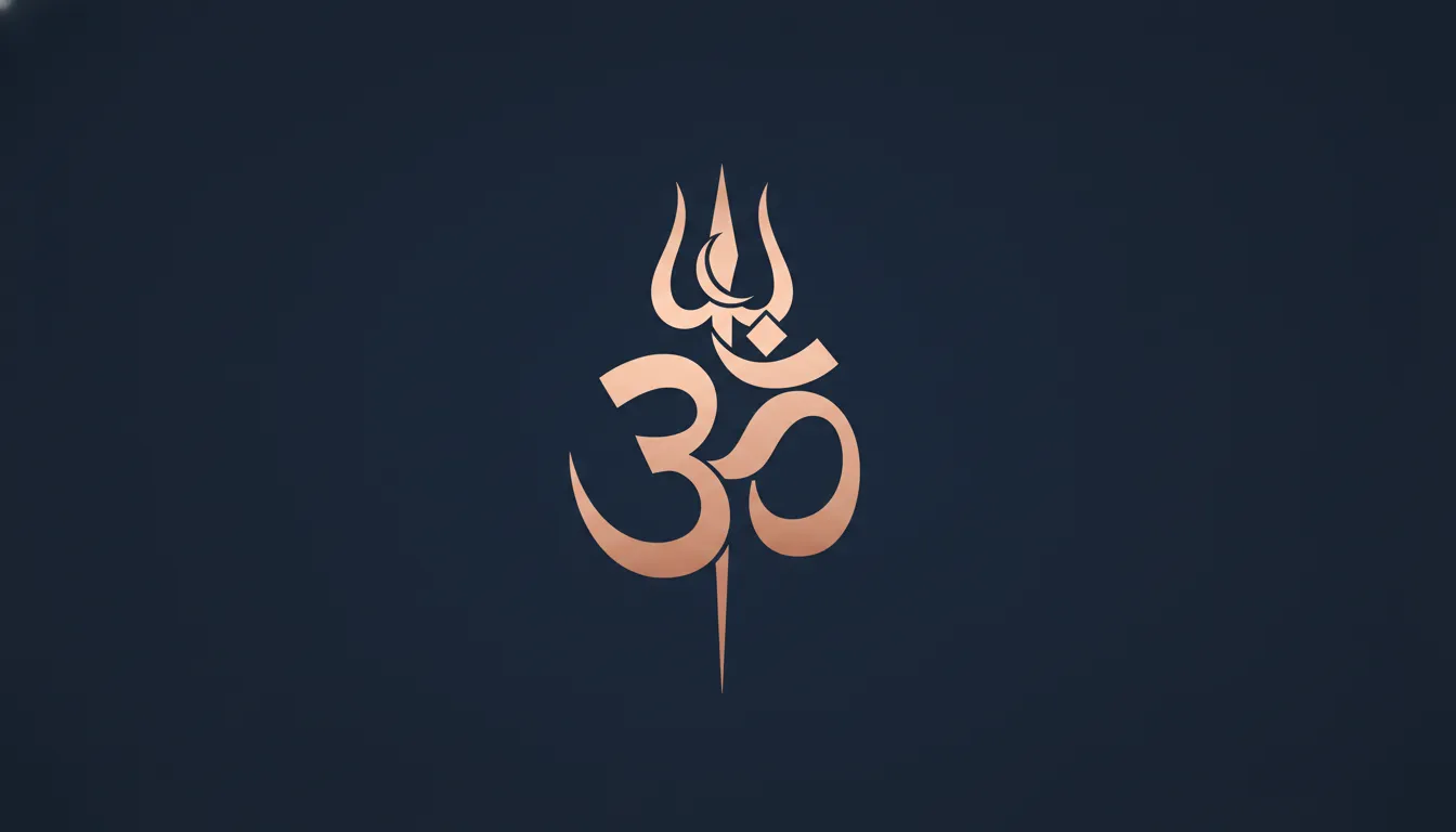 Elegant minimalist Om typography and Shiva trishul 1080p HD wallpaper