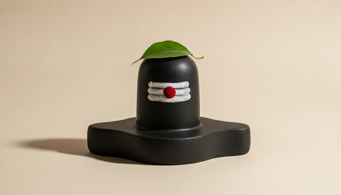 Clean minimalist background with white sandalwood shivling image in hd