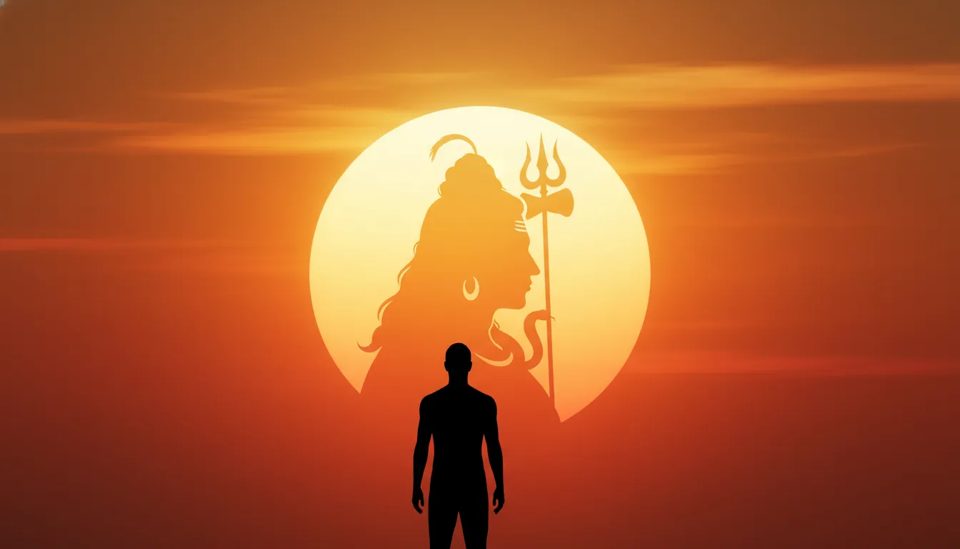 Minimalist aesthetic Mahadev silhouette sunset photo editing background