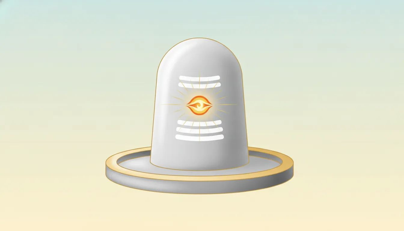 Clean 2D vector animation of a Shivling with a glowing third eye.