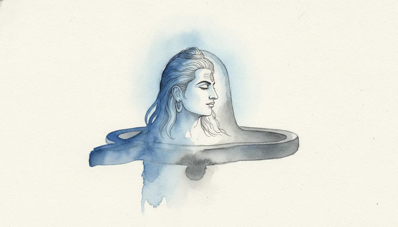 An elegant and clean watercolor painting image of lord shiva in shivling on a textured ivory background.
