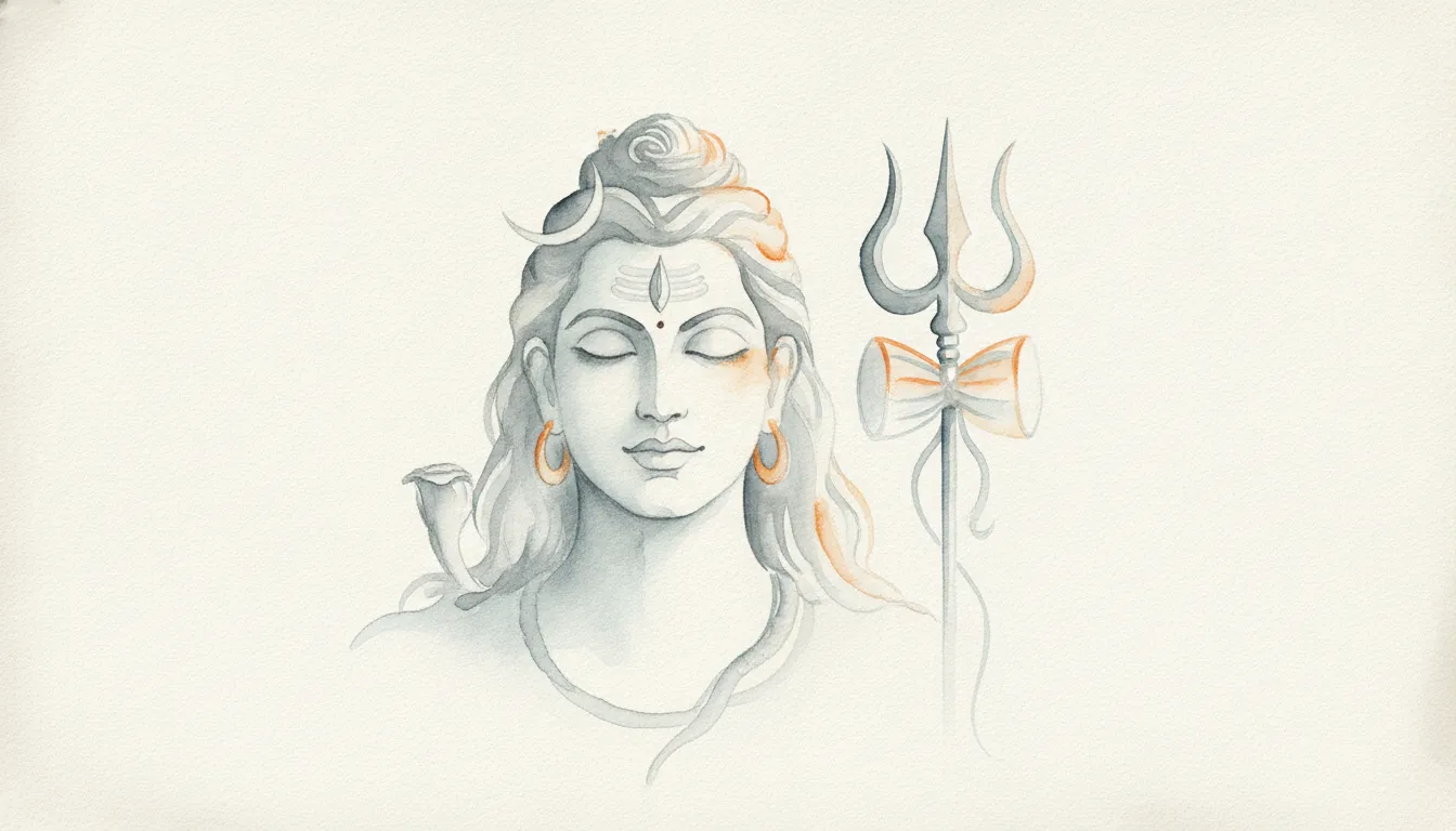 Elegant watercolor painting of Lord Shiva with soft smoky transitions.