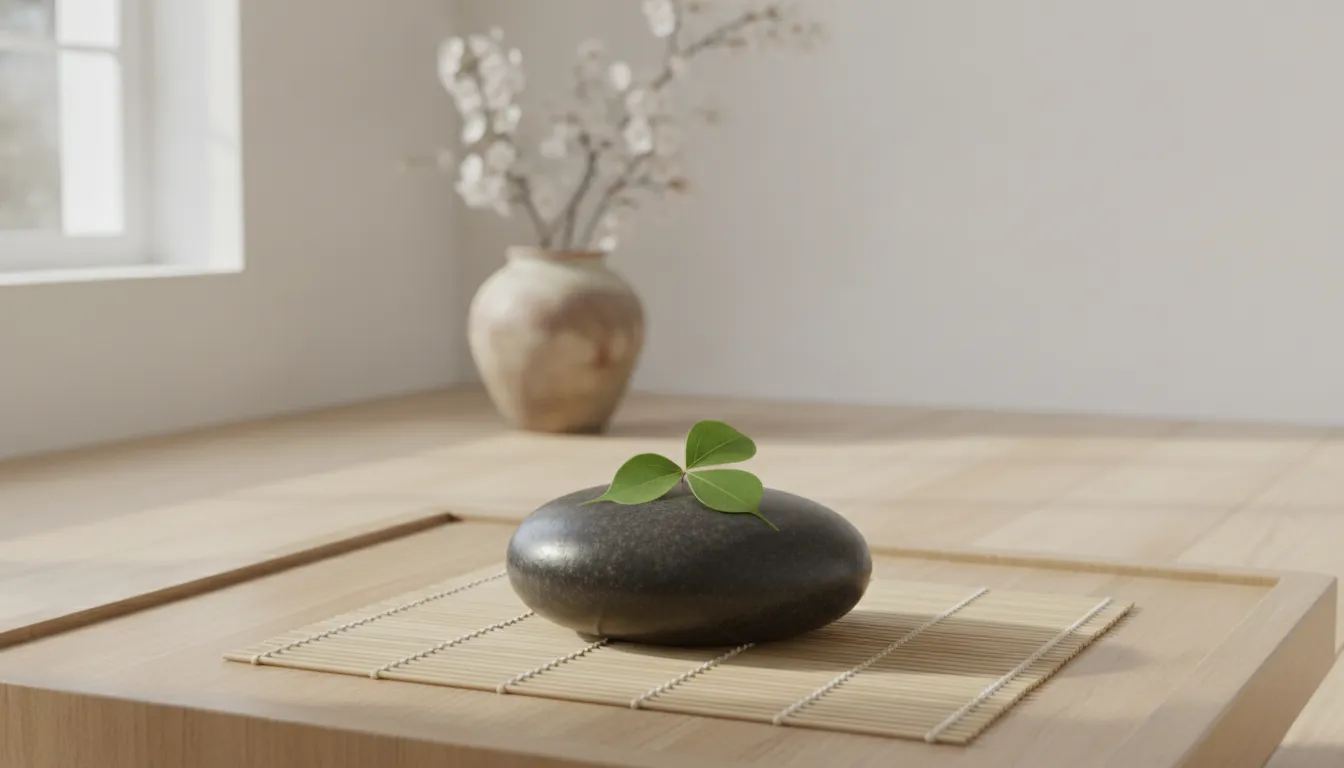 Minimalist modern stone shivling setup for yoga and meditation in 4K
