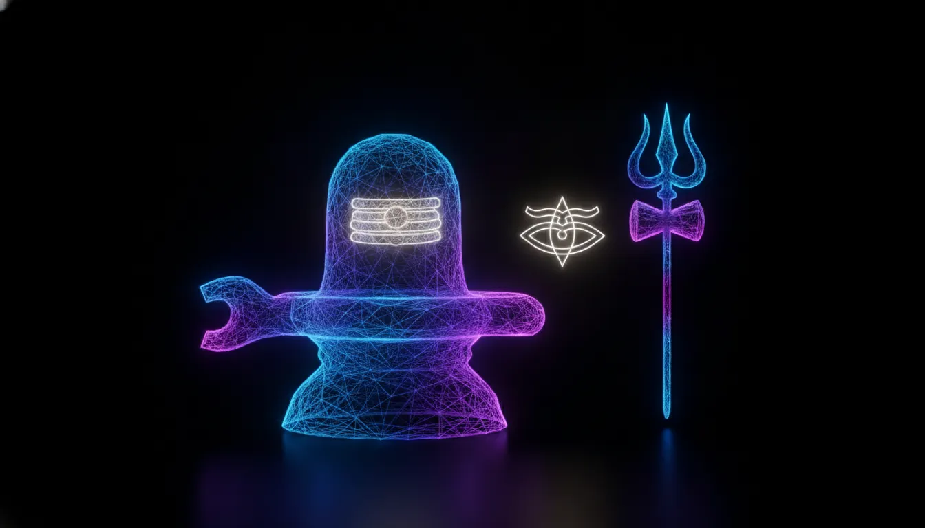 Creative neon style bhagwan shiv shivling images in 3d for modern wallpapers.