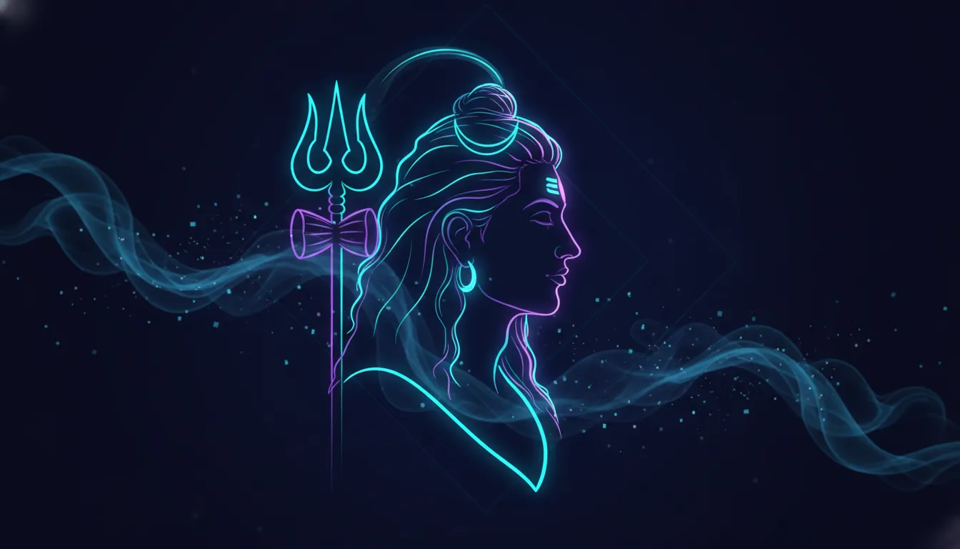 Modern abstract neon style Har Har Mahadev photo HD free download for mobile.
