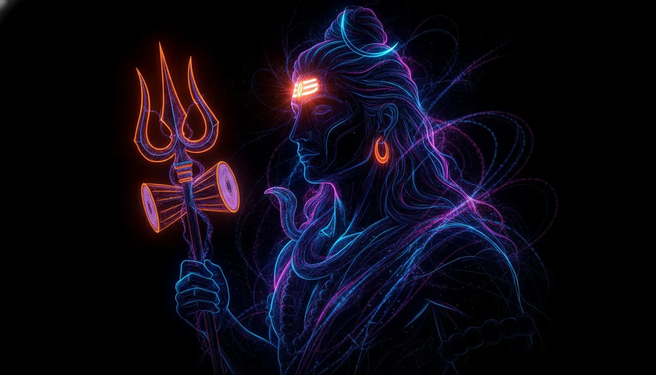 Modern abstract neon art of har har mahadev photo full hd