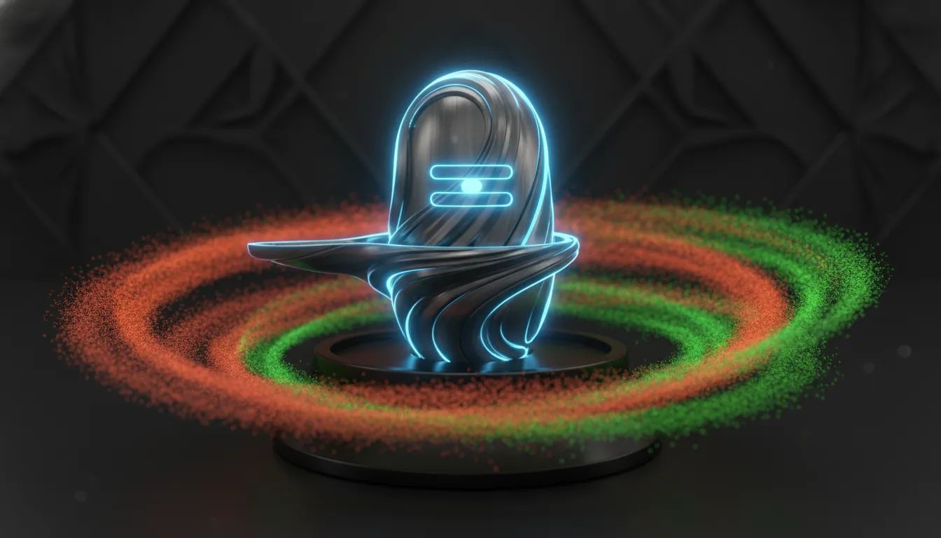 Abstract Lord Shivling HD image with glowing neon green and orange gulaal animation.