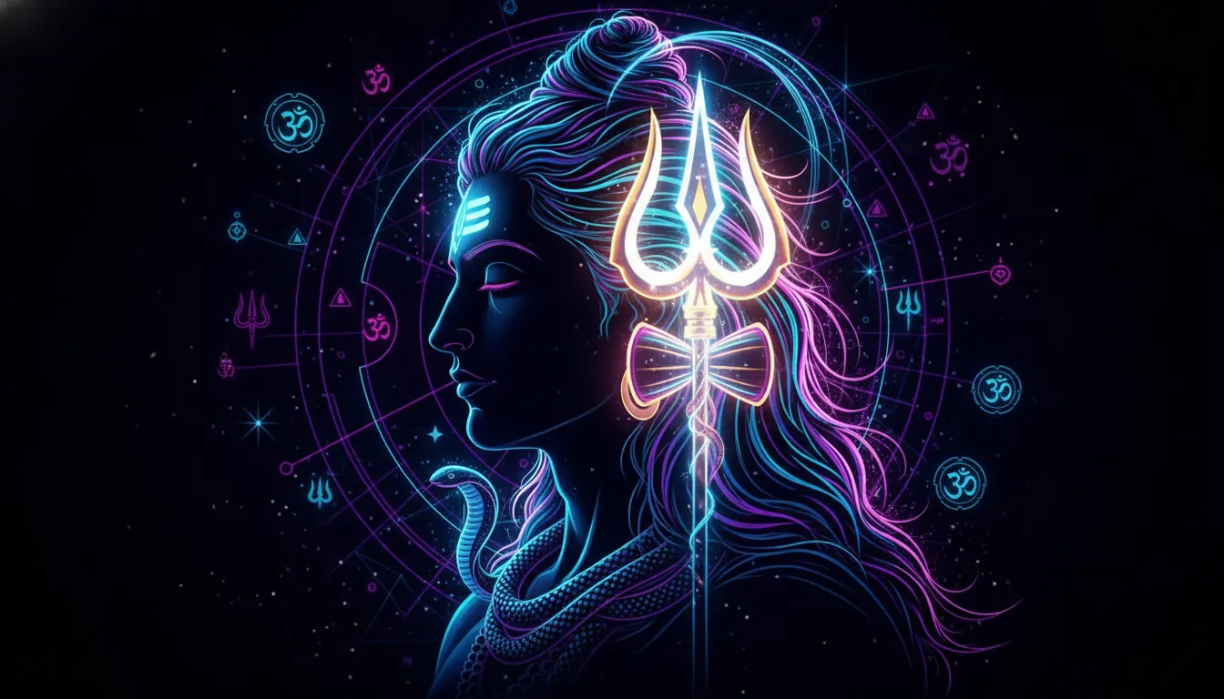 Abstract neon art of Lord Shiva in ultra HD 1080p resolution for modern screens.