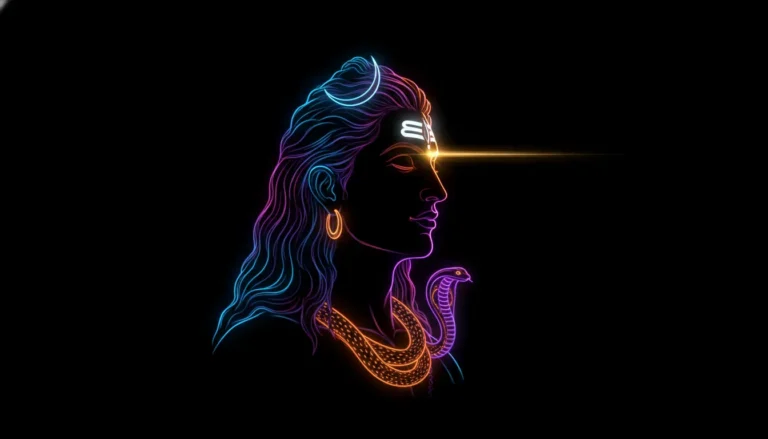 Futuristic neon glowing Lord Shiva digital art in full HD