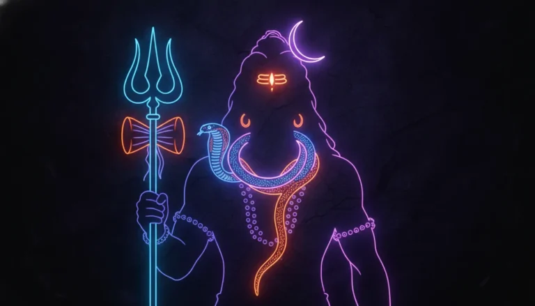 Modern neon style abstract Har Har Mahadev photo hd download