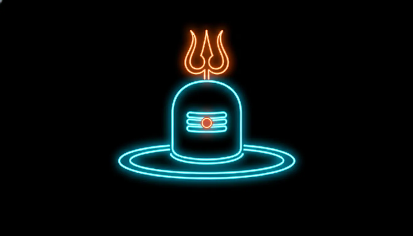 Modern spiritual neon glowing lines shivling image hd wallpaper 1080p free download for smartphone.